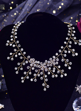 优拉潘 HN01水钻礼服新娘公主项链法式复古华丽重工宴会锁骨链