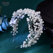 优拉潘 韩系甜美简约发饰品珍珠水晶发箍新娘晚礼服写真头饰HP663