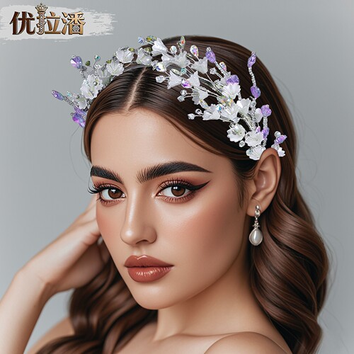 优拉潘森系紫水晶花朵新娘发箍