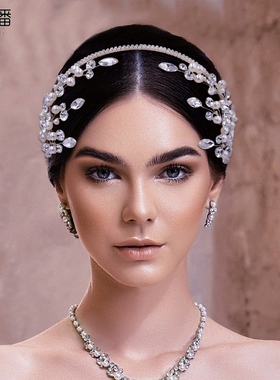 优拉潘 新娘手工头饰婚纱礼服演出舞台夸张配饰节日儿童水钻HP582