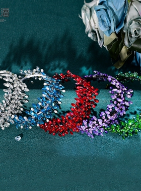 优拉潘 HP608大气新娘多色头饰珍珠发箍闪钻敬酒服秀禾服婚纱配饰