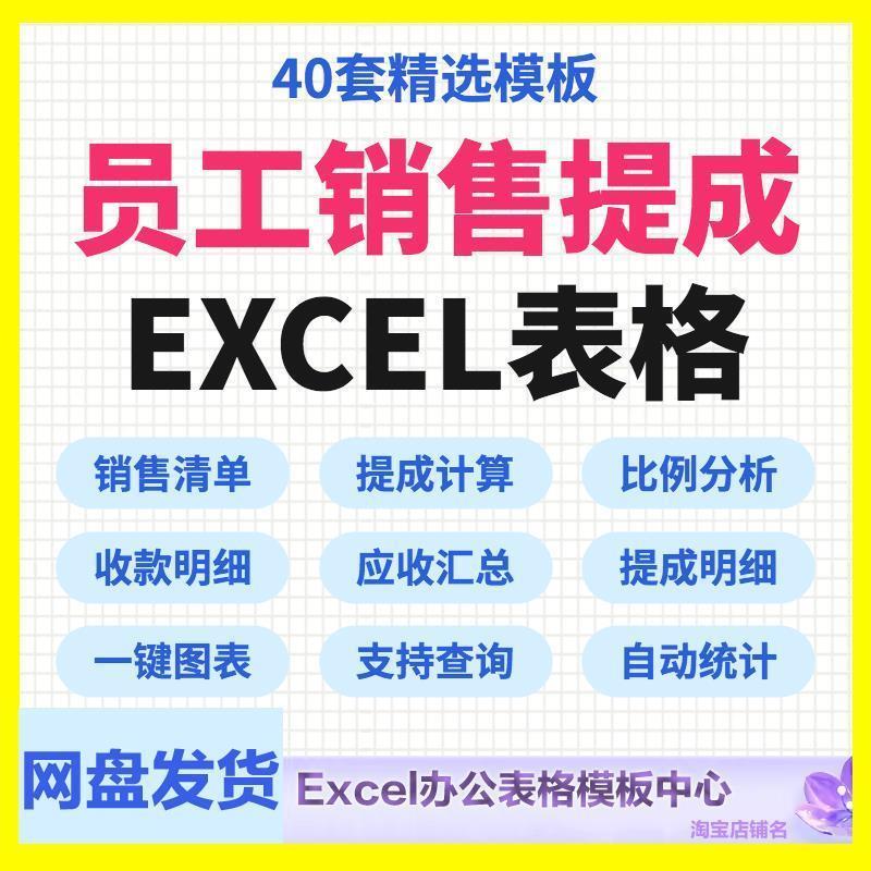 员工提成业绩表excel工资提成计算记录电子表格销售任务提成报表