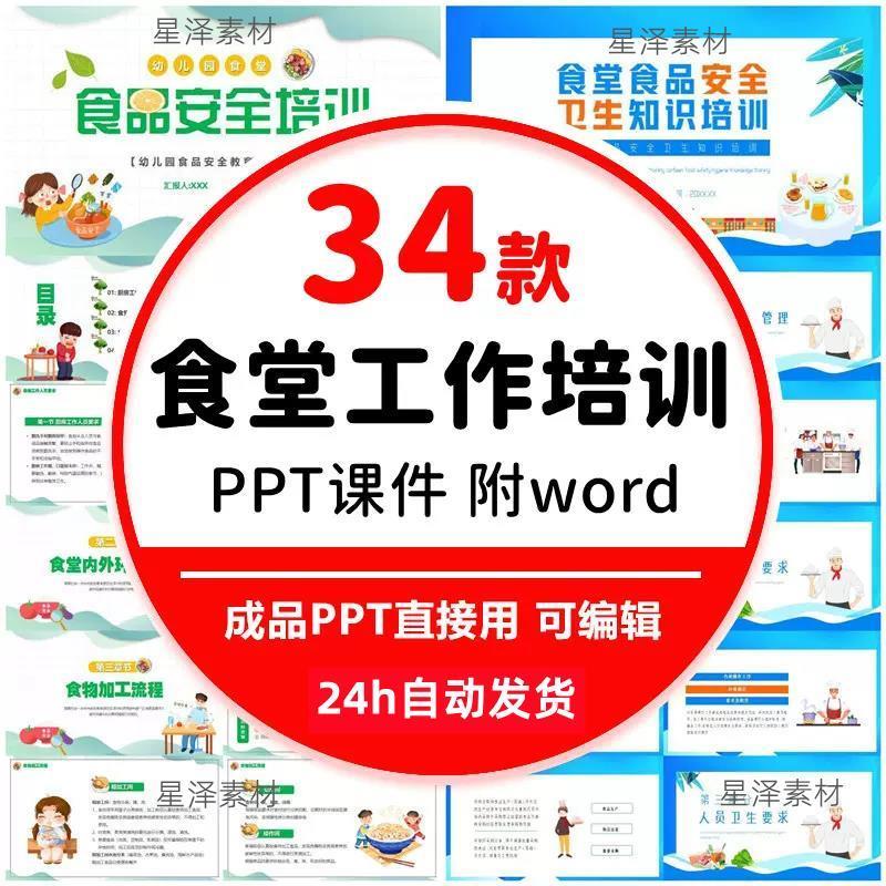 学校食堂工作人员培训PPT模板幼儿园中小学生餐饮食品安全卫生PPT