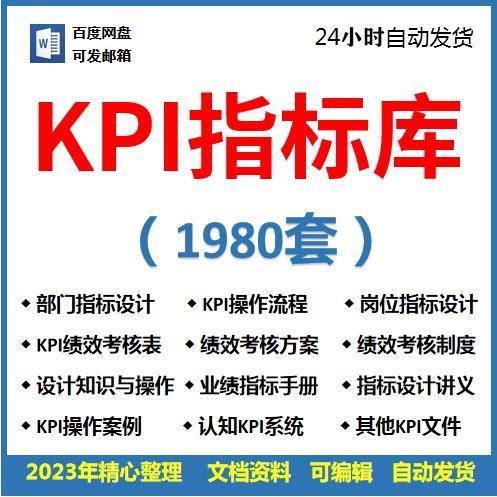 公司企业KPI指标库绩效考核表方案制度岗位部门指标设计实操案例