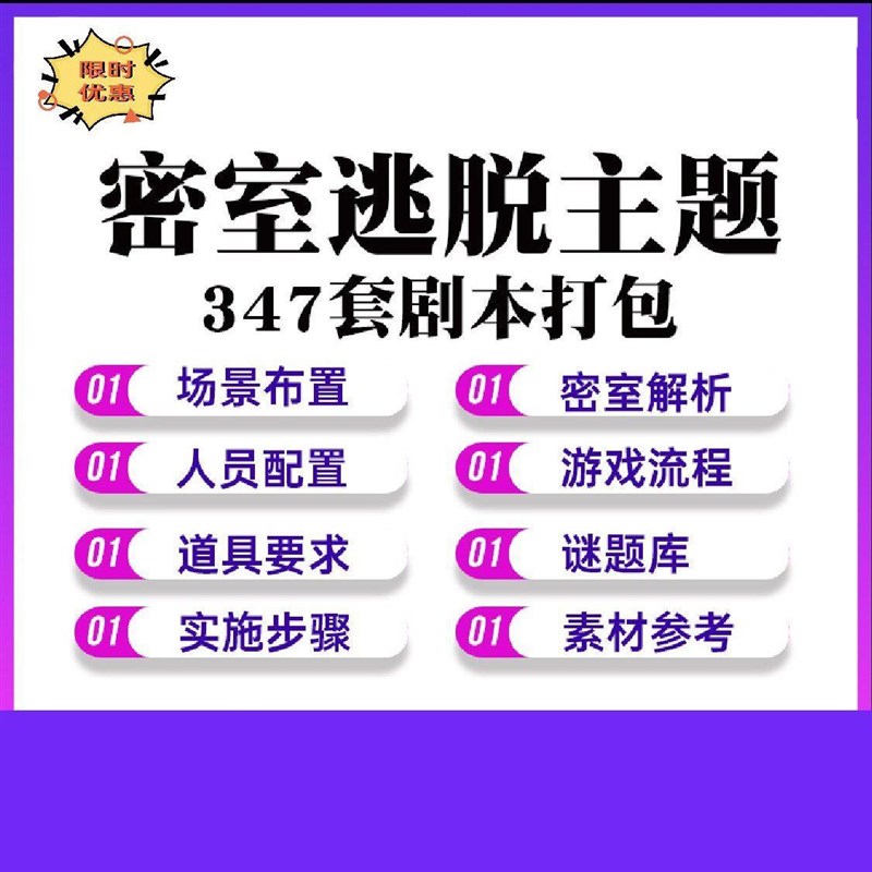 密室逃脱主题设计服务教程真人剧本道具开店布置流程图纸素材全套