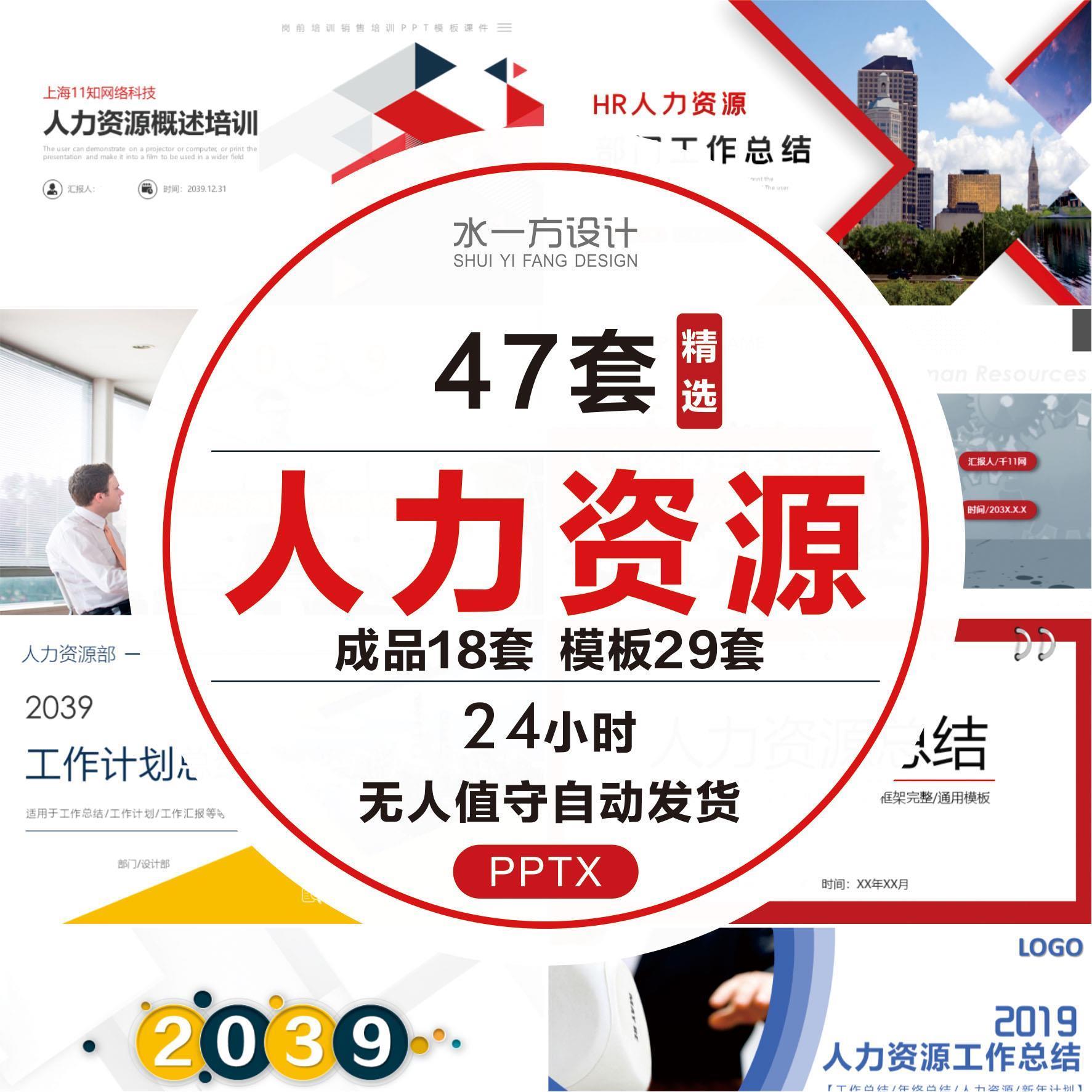 人力资源部年终工作总结PPT模板企业人才招聘管理培训报告概述职