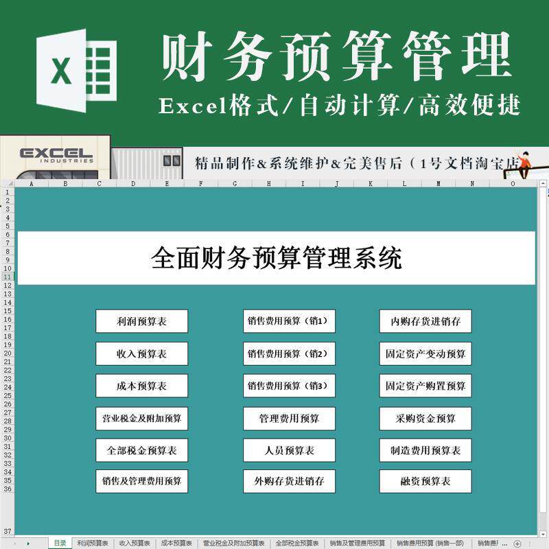 财务预算管理系统excel利润收入销售费用成本人员预算融资预算表