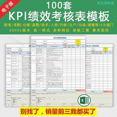 KPI绩效考核表公司财务采购行政部门员工岗位关键指标绩效考核表