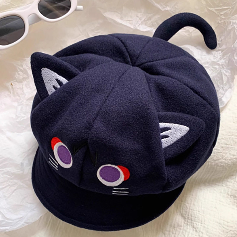 流浪者·童话猫立耳卡通八角帽贝雷帽女可爱甜妹显脸小cos帽子萌图片