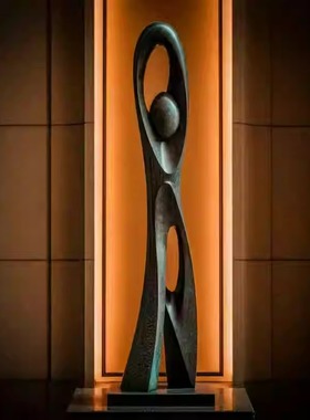 侘寂风酒店大堂高端抽象雕塑艺术品样板间会所装饰品玄关落地摆件