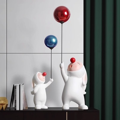 创意气球兔子电视柜客厅玄关摆件家居装饰品家里摆设高级感