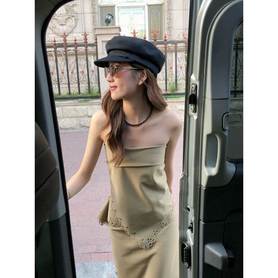 后背绑带设计感方巾抹胸上衣外穿
