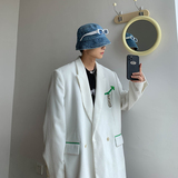 2025春季新款港风原创西服撞色灯芯绒休闲西服外套蓝GX08-P125，男装西服，电商B277A（原A068）