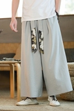 2025春夏新款大码宽松仙鹤飘带长裤休闲裤灰色K115-P55，男装休闲裤，电商B277A（原A068）