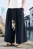 2025春夏新款大码宽松仙鹤飘带长裤休闲裤蓝色K115-P55，男装休闲裤，电商B277A（原A068）