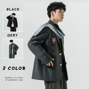 2025秋季新款日系原创西服拼接结构造型休闲西服外套黑 GX03-P145图片