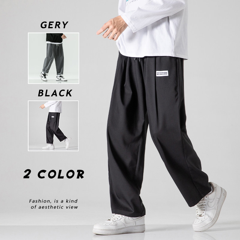 2025秋季原创日系休闲裤宽松萝卜裤直筒裤黑GK20-P50，男装休闲裤，电商B277A（原A068）
