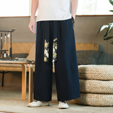 2025春夏新款大码宽松仙鹤飘带长裤休闲裤灰色K115-P55，男装休闲裤，电商B277A（原A068）