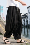 2025春夏新款长裤双折桃皮皱灯笼裤休闲裤卫裤黑色K123-P55，男装休闲裤，电商B277A（原A068）