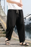 2025春夏新款长裤大码宽松桃花皱盘扣休闲裤绿色K116-P55，男装休闲裤，电商B277A（原A068）
