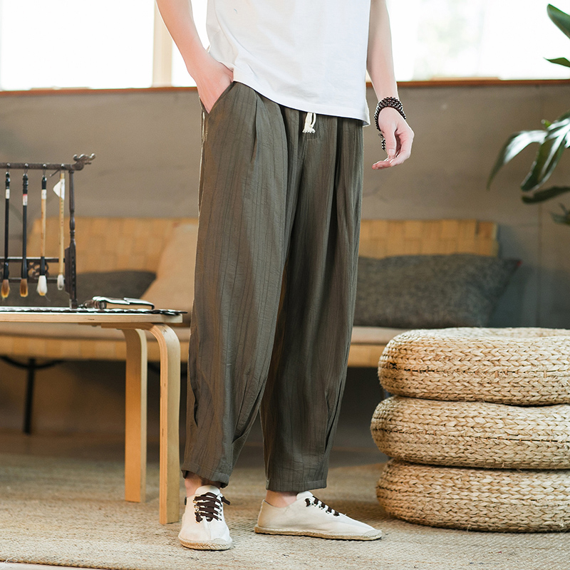 2024春夏新款桃花皱立体长裤休闲裤卫裤卡其K123-P55，男装休闲裤，电商B277A（原A068）