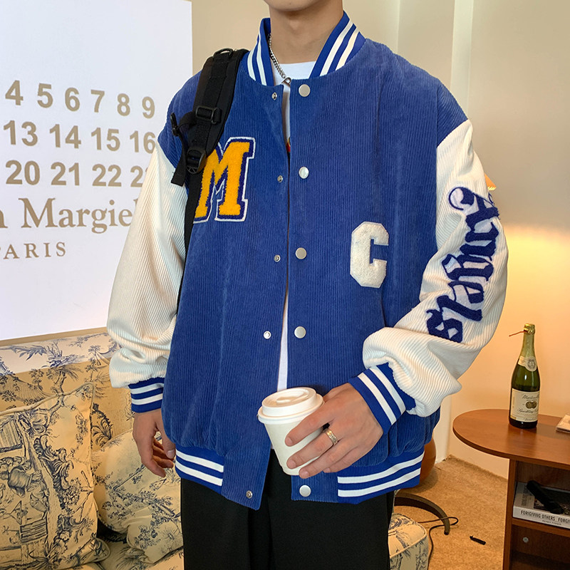 2025秋季新款港风原创棒球服夹克刺绣上衣外套蓝 GJ19-P85图片