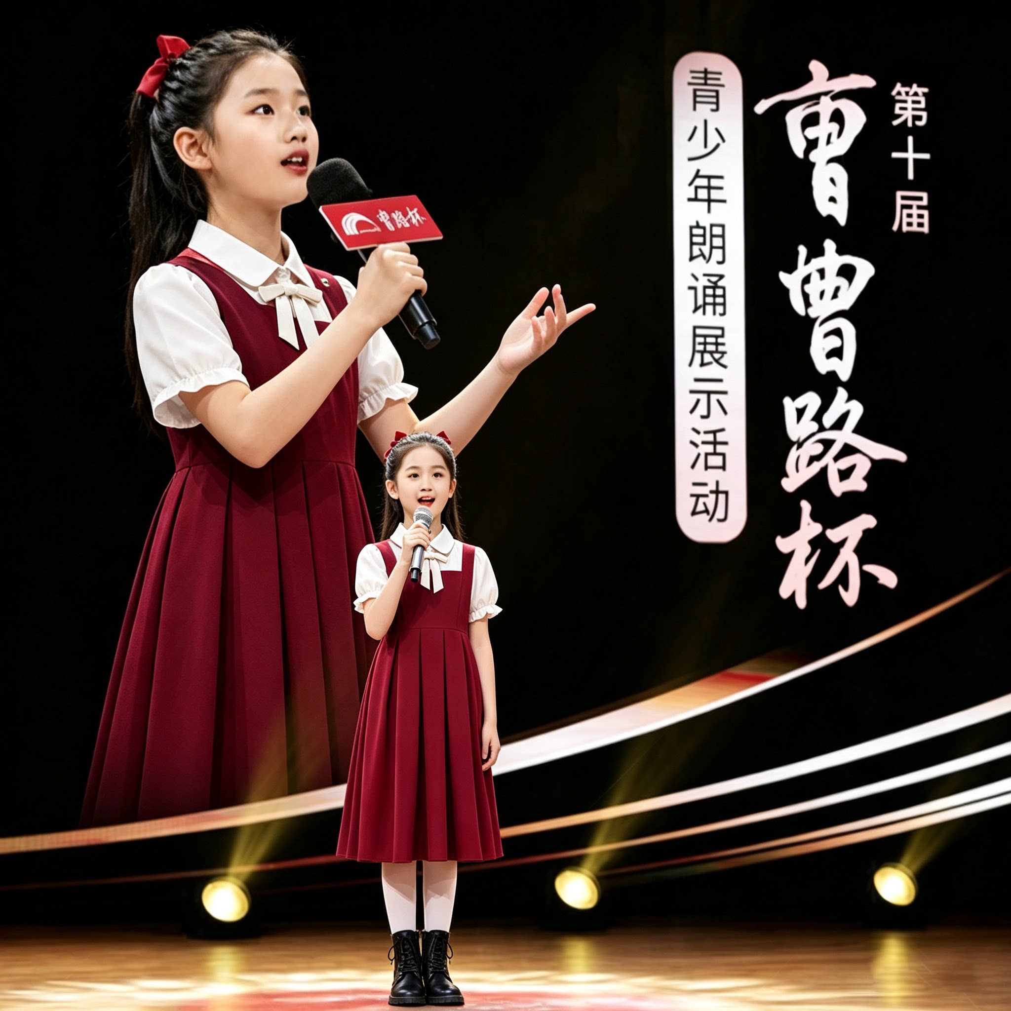 红色爱国儿童合唱朗诵演出服