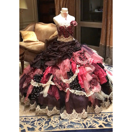复古公主风抹胸花苞蓬蓬晚礼服