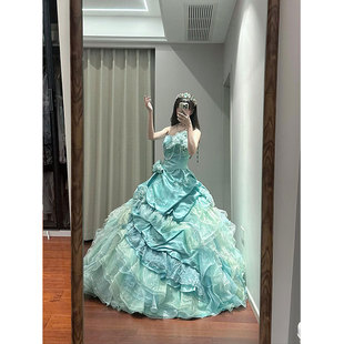 公主风抹胸大礼服女高级感仙气在逃公主裙复古晚礼服裙vintage