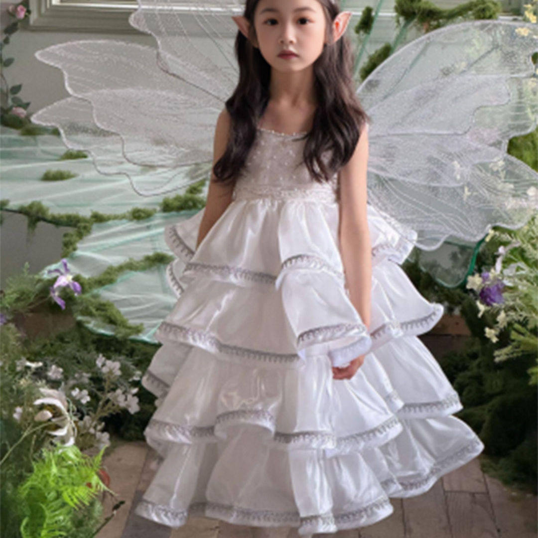 女童生日礼服裙高级感中大儿童舞台表演蓬蓬裙绝美蕾丝吊带公主裙