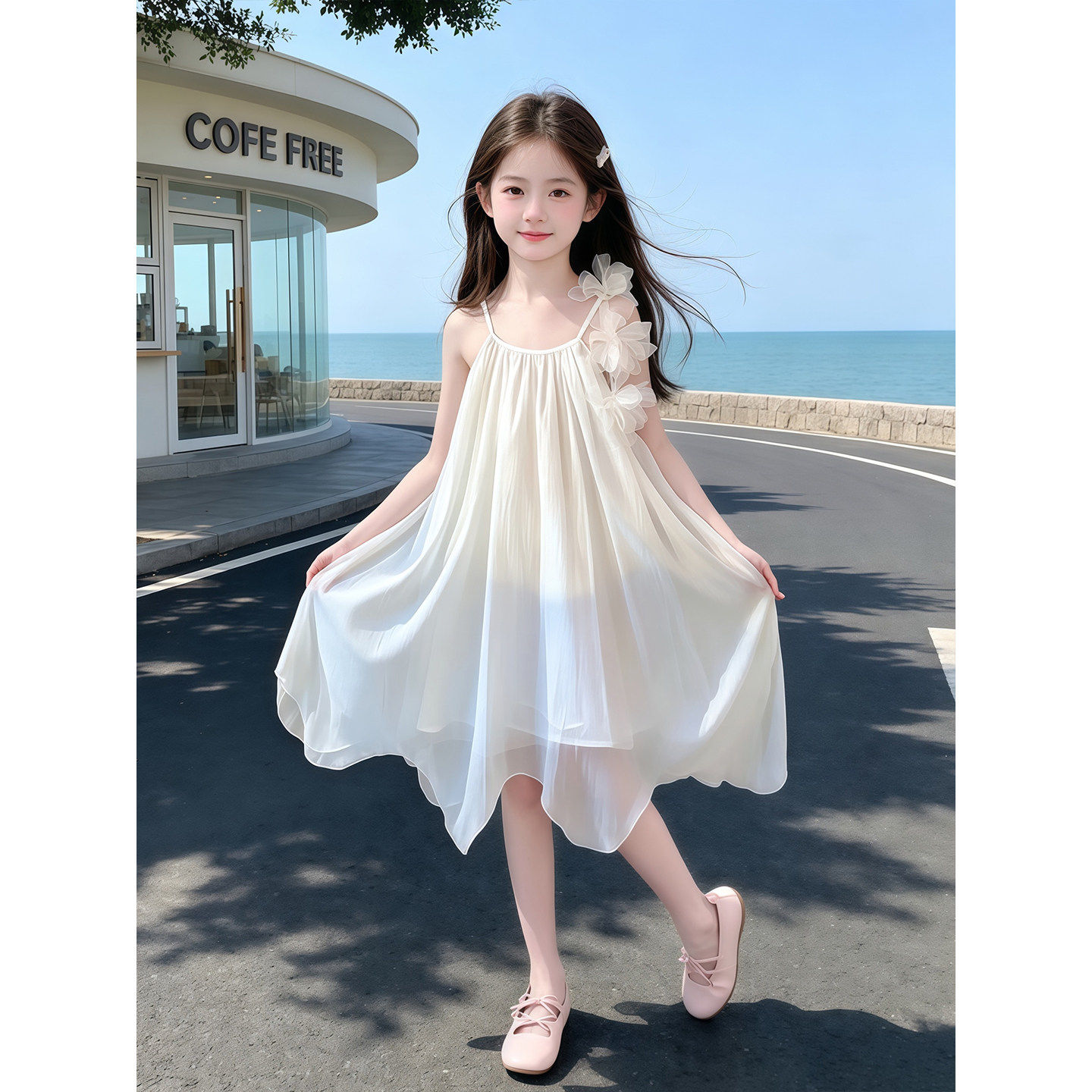 女童吊带裙夏季2026新款儿童花朵洋装夏装女孩甜美背心裙洋派