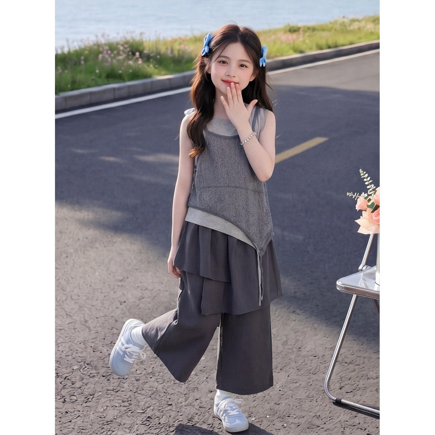 女童吊带背心套装夏季2026新款