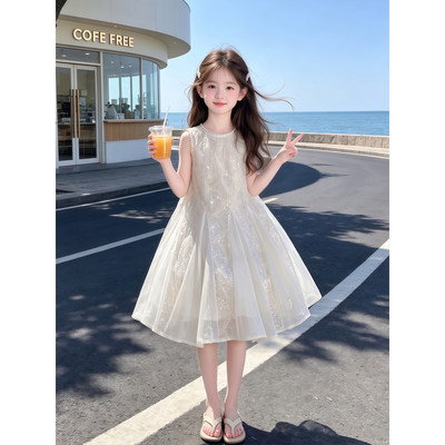女童夏季无袖洋装2026新款儿童洋派公主裙夏装女孩网纱背心裙