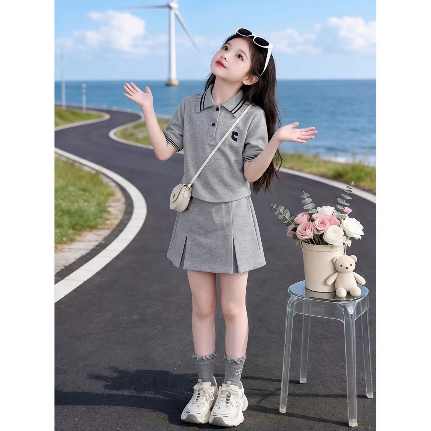 女童夏套装2026新款超火夏季女孩