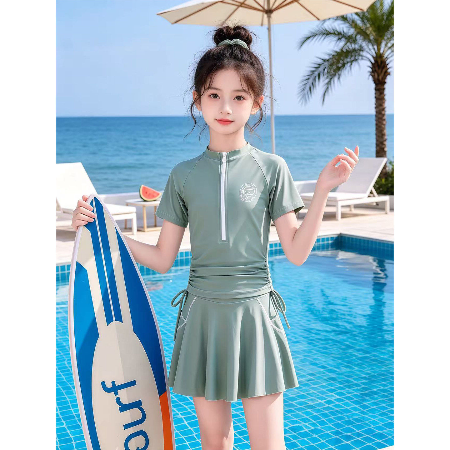 女童泳衣2026新款儿童裙式两件式游泳衣夏季小女孩短袖短裙泳装套