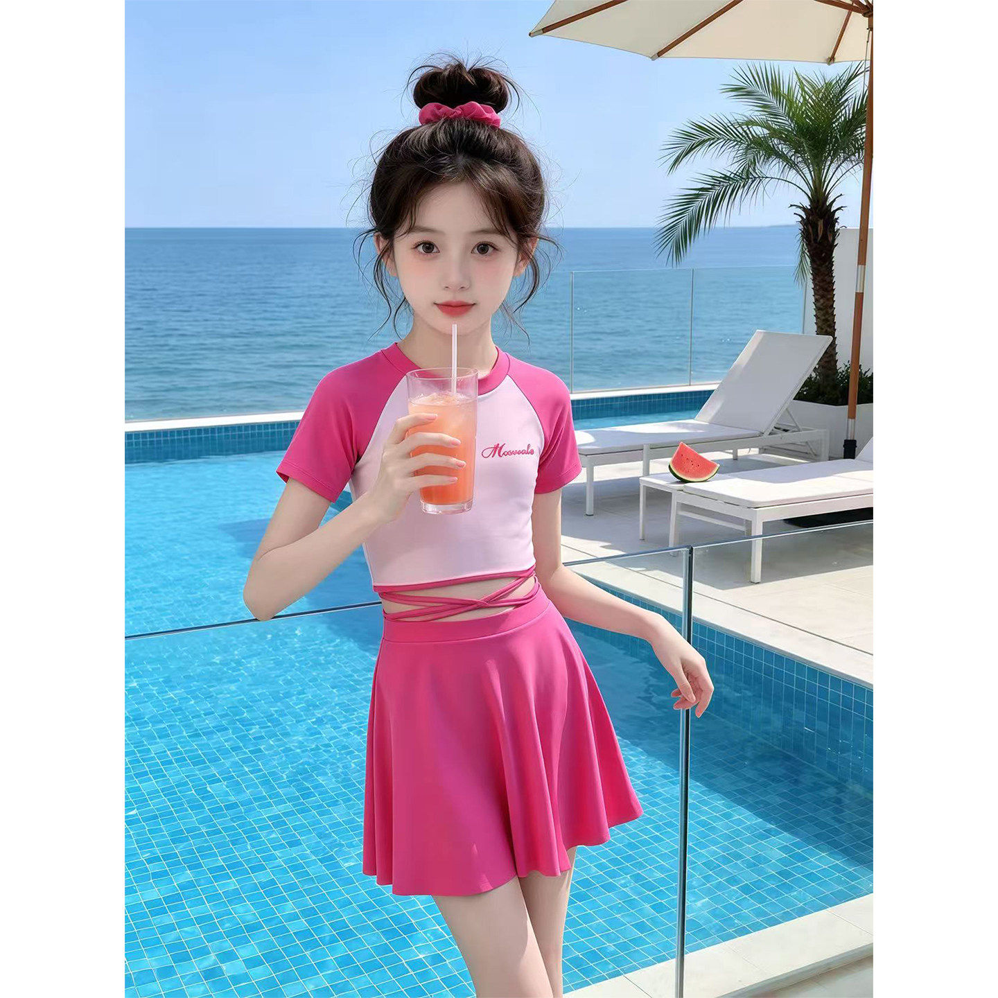 泳衣女儿童2026新款女童裙式两件式游泳衣套装夏季女孩好看海边泳
