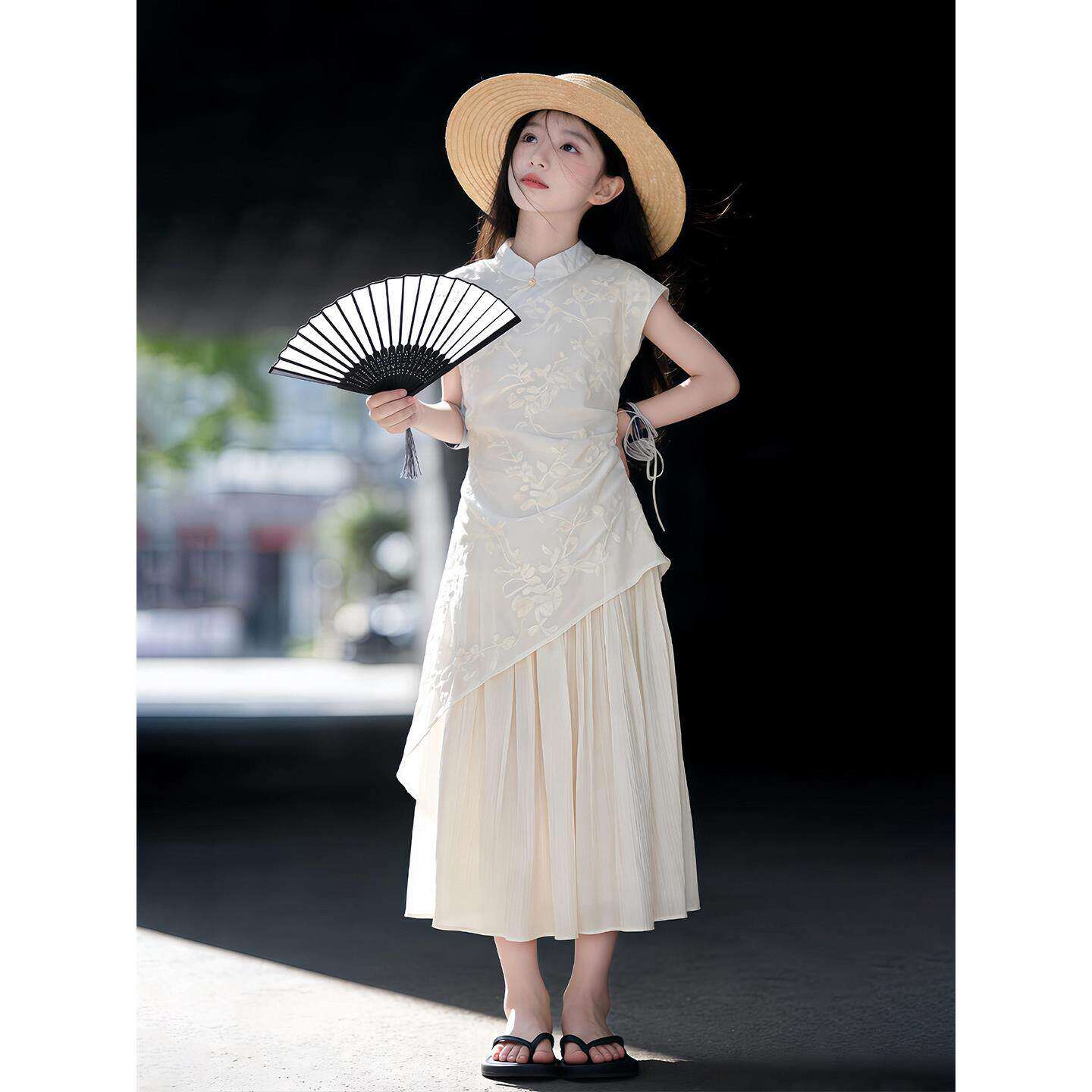 汉服女童连衣裙夏季2026新款儿童旗袍国风新中式夏装套装大童裙子