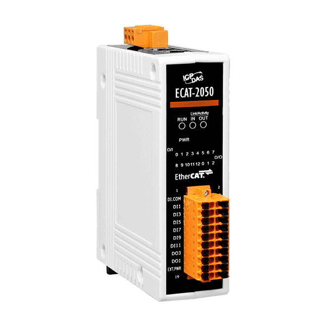 泓格ECAT-2050 EtherCAT从站I/O模块，带隔离的13路DI和4路DO