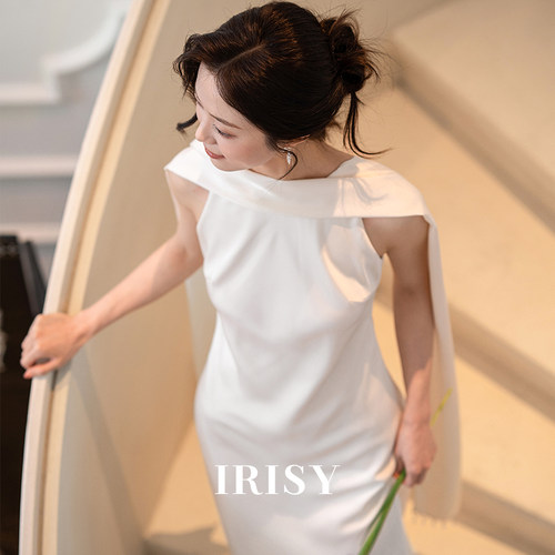 IRISY白色缎面订婚礼服裙晚礼服