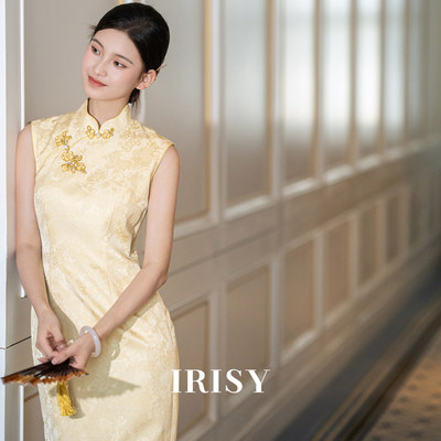 IRISY金色盘扣款无袖旗袍女2026