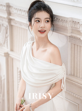 IRISY  「风琴逐浪」白色气质订婚成人礼服女新娘领证登记小白裙