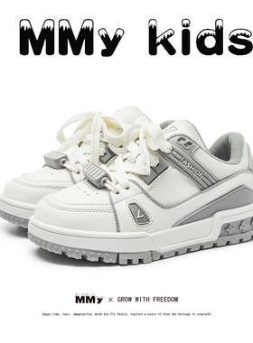 韩版真皮儿童软底板鞋2025春秋新款时尚男童小白鞋透气女童鞋子潮