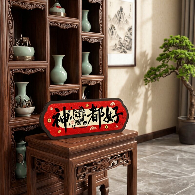 马到福来新年书法相框摆件摆台书房卧室电视柜桌面装饰画趣味字画