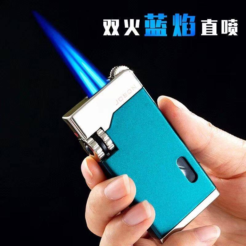 新款超薄中邦充气防风打火机 户外蓝焰双直冲可视气仓雪茄小焊枪