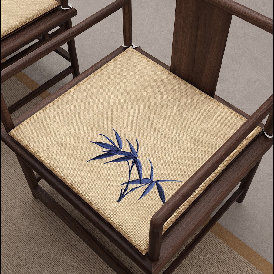 椅垫黄麻兰花竹子刺绣宋式美学中式海绵垫亚麻茶椅垫子餐椅垫坐垫,居家布艺,椅垫,淘宝优惠券,粉丝福利购,淘宝优惠卷
