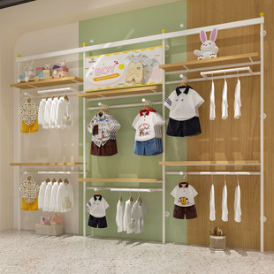 童装 修效果 货架展示架上墙多层铁艺陈列架上墙儿童组合高档店铺装