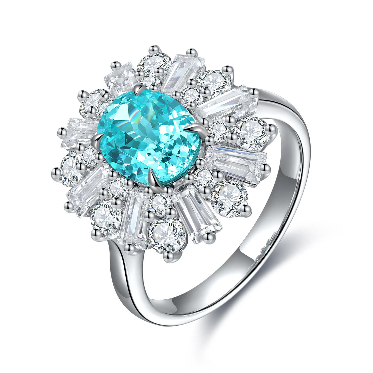 [定制][霸王花]925银实验室培育帕拉伊巴戒指花型个性高级感女