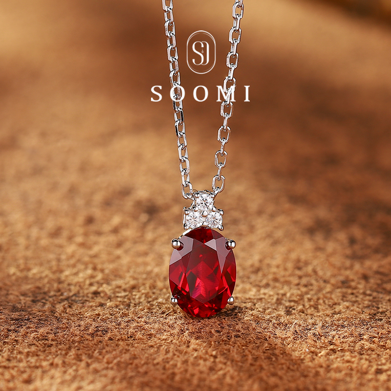 1.85克拉培育红宝石项链女
