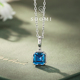 SOOMI蓝小方 925银培育皇家蓝宝石项链万能扣通勤十字链吊坠女