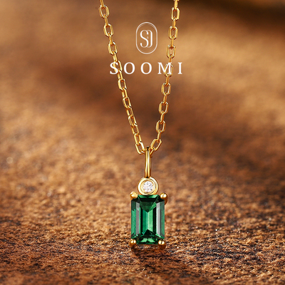 精致经典叠戴项链祖母绿925银